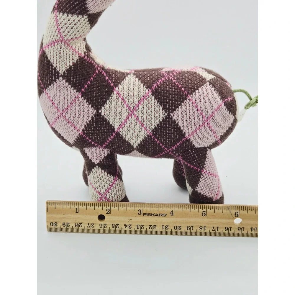 Gymboree Giraffe Plush Argyle Knit Brown Pink Sweater Stuffed Animal 2008 10